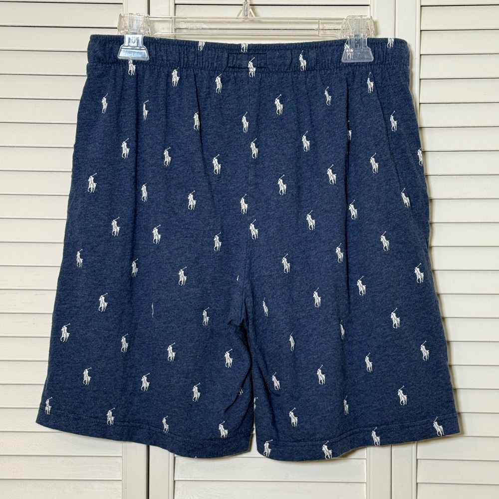 Polo Ralph Lauren Men's Navy All Over Pony Print Jersey Knit Sleep Shorts Size M - Picture 2 of 8